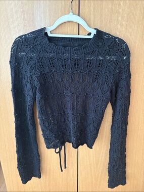 Knit Crochet Open Back Sweater